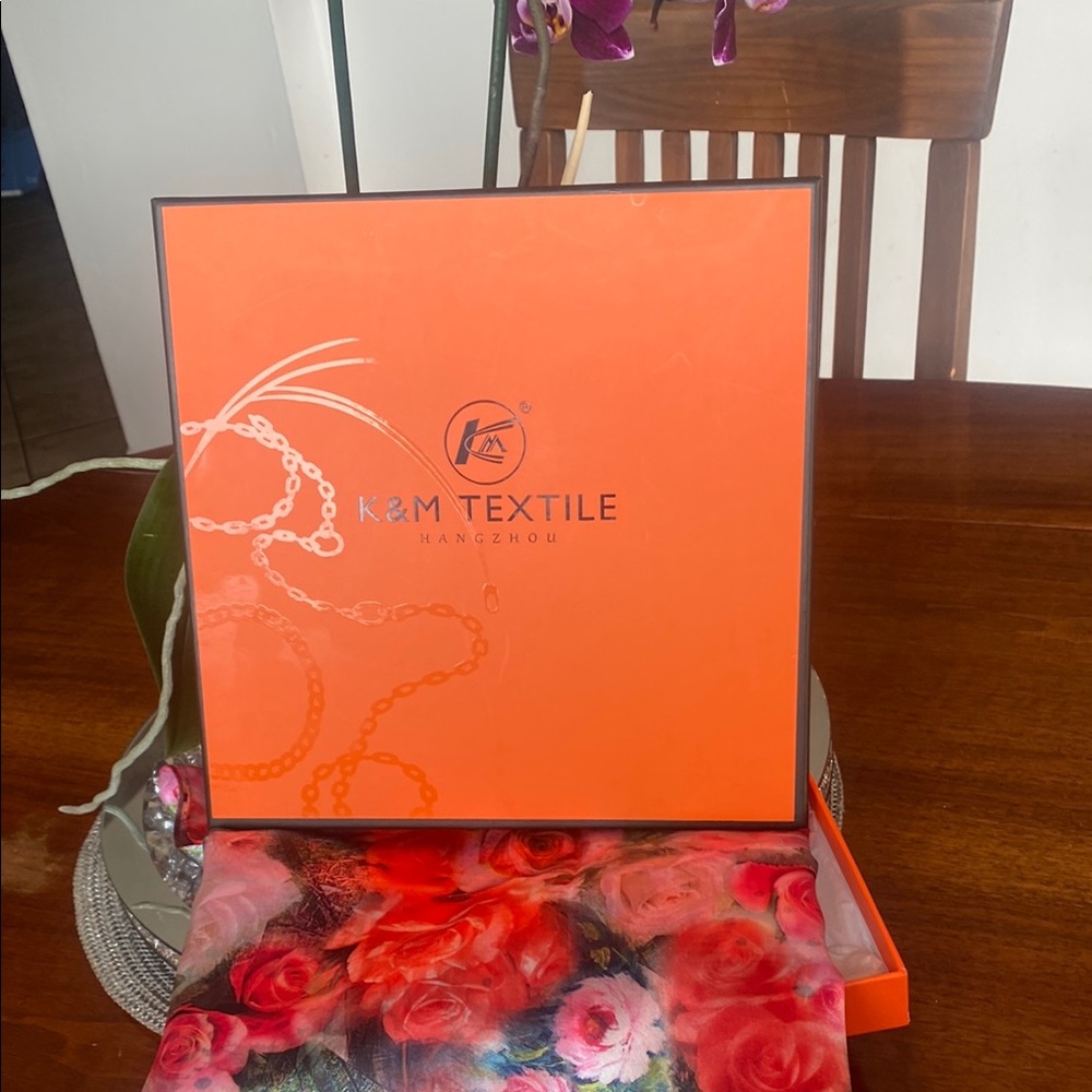 Floral Scarf - Vibrant Red and Pink New in Box